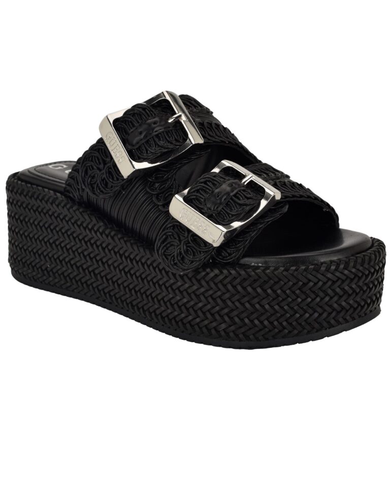 Women's Binks Double-Buckle Woven Platform Wedge Sandals