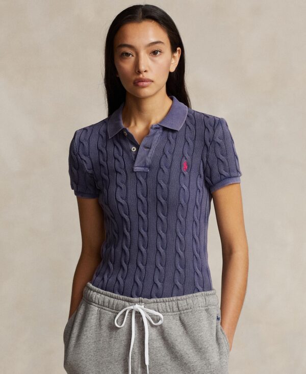 Women's Cable-Knit Polo Shirt