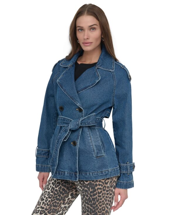 Women's Short Belted Double-Breasted Trench Coat