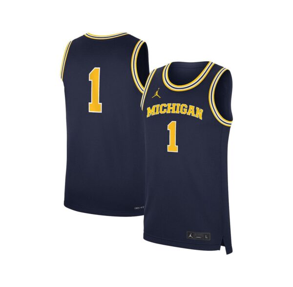 Men's Navy Michigan Wolverines Road Replica Basketball Jersey
