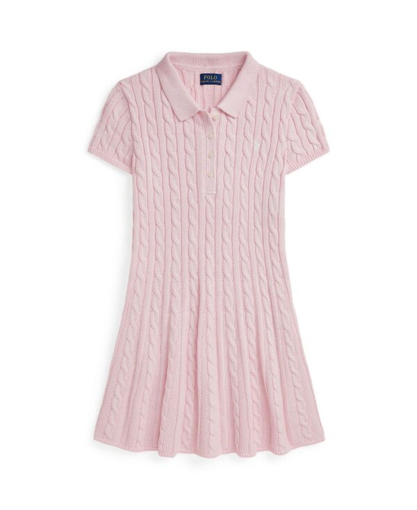 Girls' 7-16 Cable-Knit Cotton Polo Sweater Dress