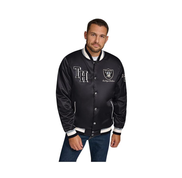 Men's Black Las Vegas Raiders Dante Full-Snap Satin Jacket