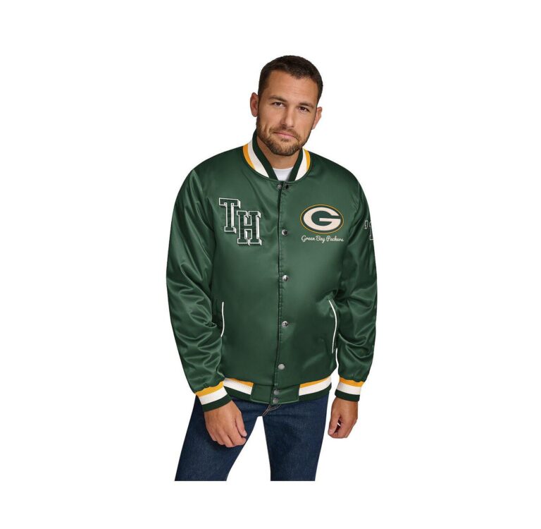 Men's Green Green Bay Packers Dante Full-Snap Satin Jacket