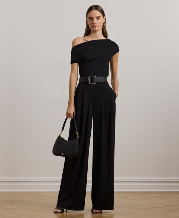 Women's Pleated Stretch Jersey Wide-Leg Pants, Regular & Petite