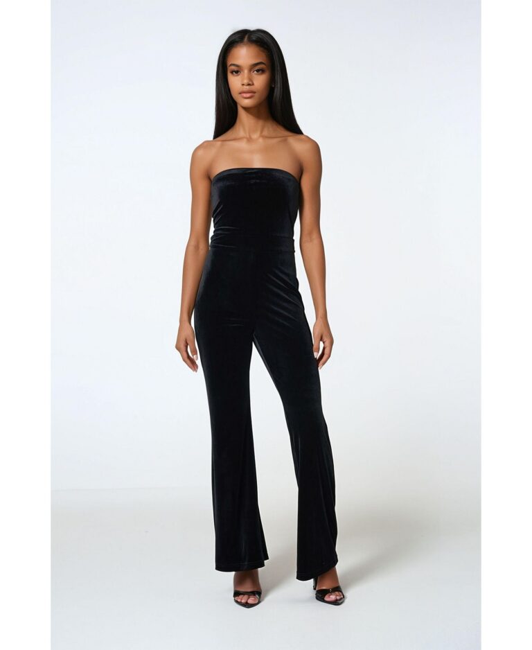 Women's Strapless Velvet Jumpsuit