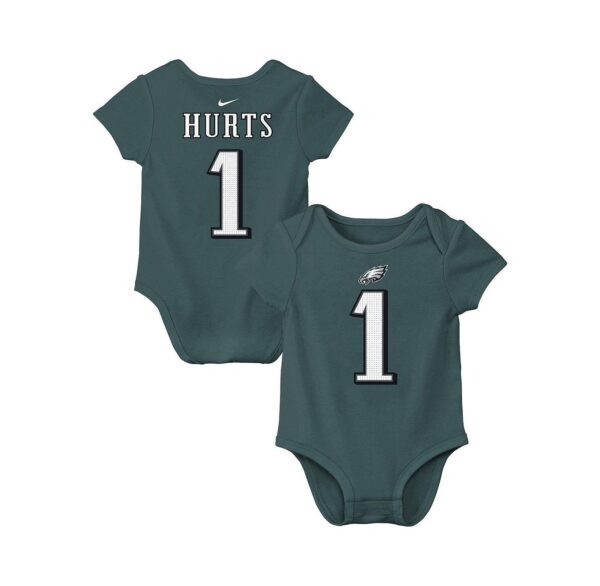 Baby Boys and Girls Midnight Green Jalen Hurts Philadelphia Eagles Player Name Number Bodysuit