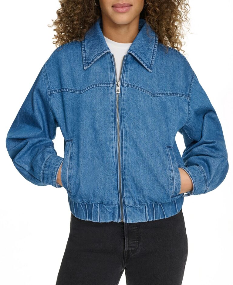 Women's Western Zip-Front Denim Bomber Jacket