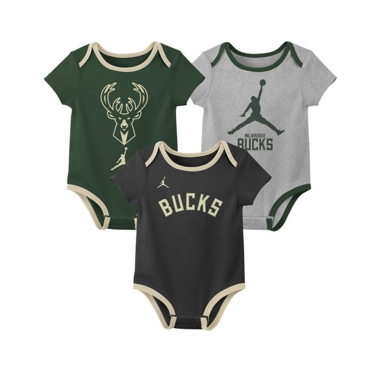 Baby Boys and Girls 3-Piece Milwaukee Bucks Statement Edition Bodysuit Set