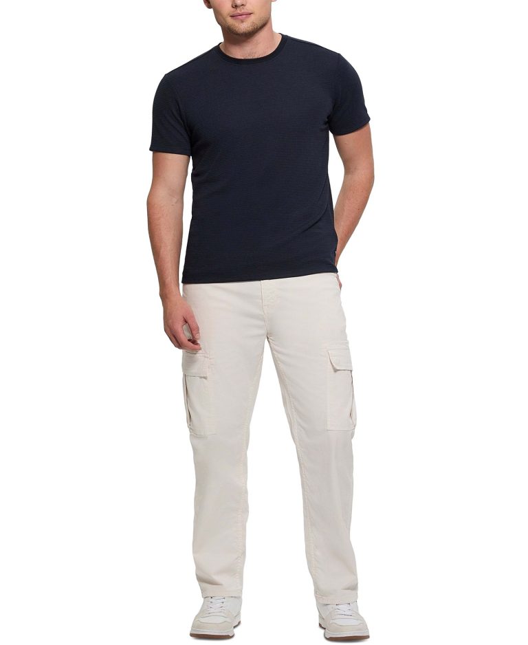 Men's Relaxed-Fit Linear Textured Short-Sleeve Crewneck T-Shirt