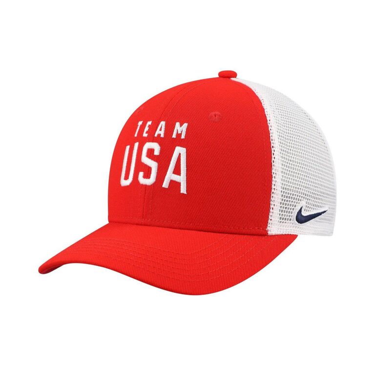 Big Boys and Girls Red/White Team USA Rise Performance Trucker Adjustable Hat