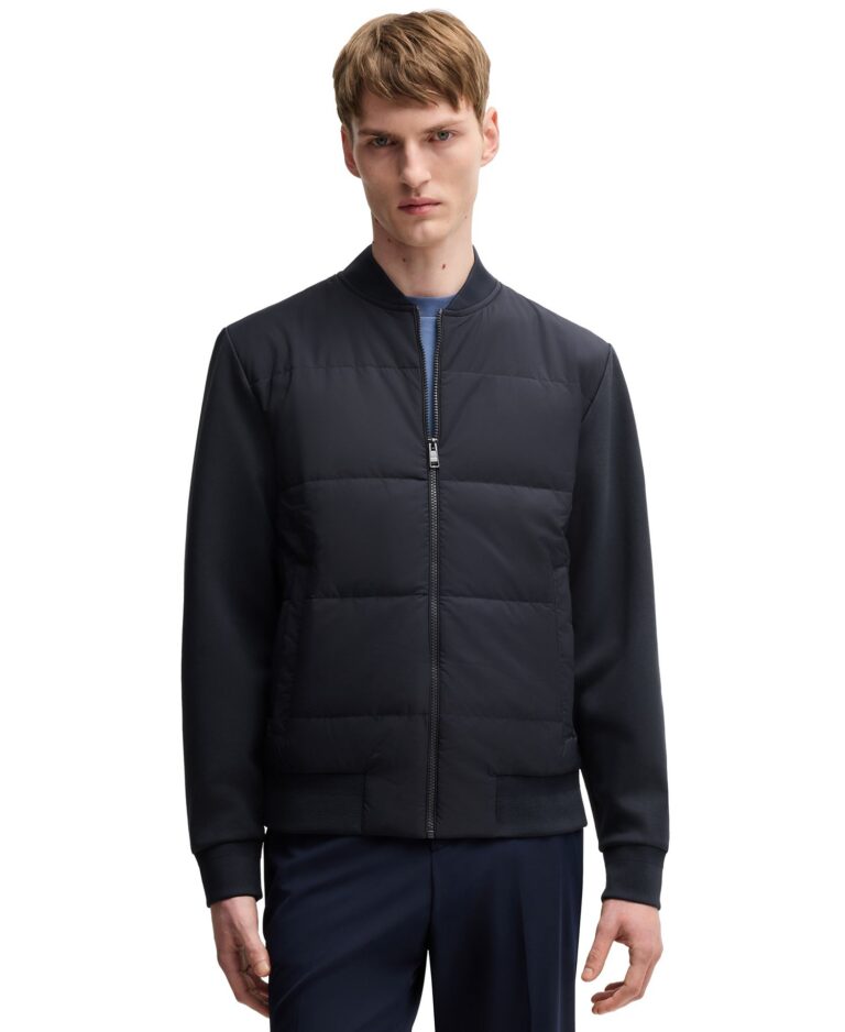 Men's Cotton-Blend Zip-Up Padded Jacket