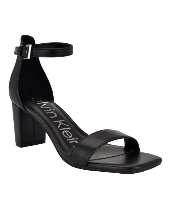 Nolene Ankle Strap Square-Toe Block Heel Sandals