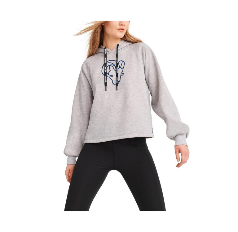 DKNY Women's Heather Gray Los Angeles Rams Debbie Dolman Raglan Pullover Hoodie