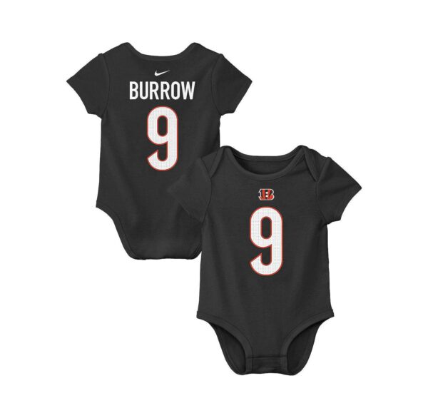 Baby Boys and Girls Joe Burrow Black Cincinnati Bengals Player Name Number Bodysuit