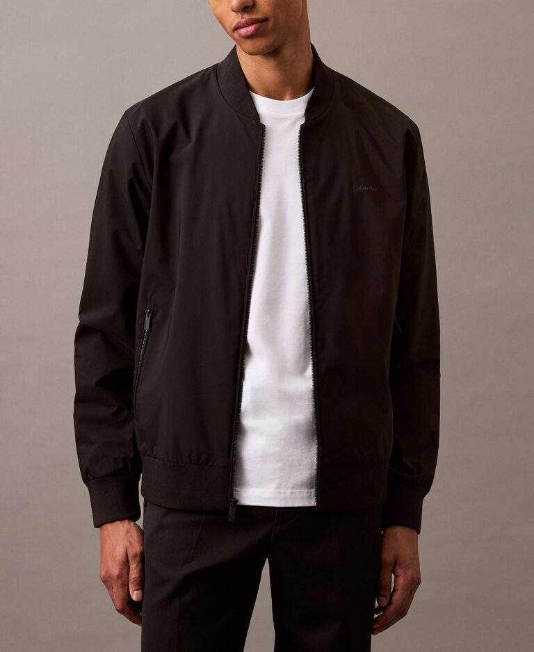 Men's Logo-Print Matte Bomber Jacket