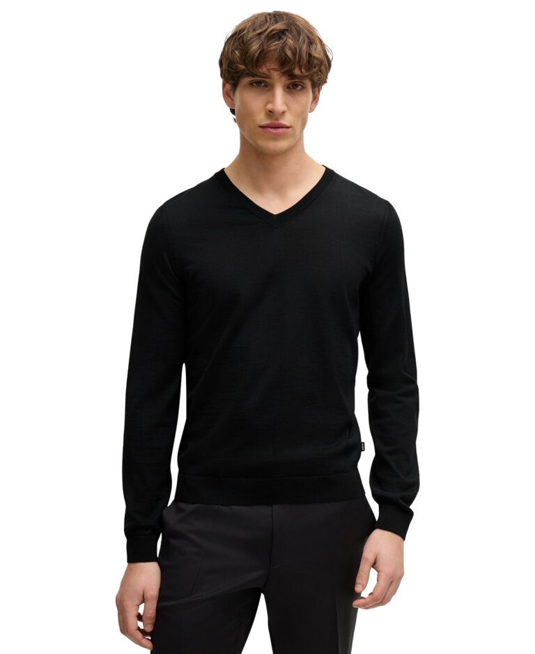 Men's Slim-Fit Merino Wool V-Neck Sweater