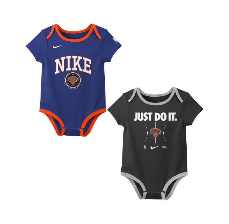 Baby Boys and Girls Blue/Black New York Knicks Just Do It Bodysuit, Set of 2