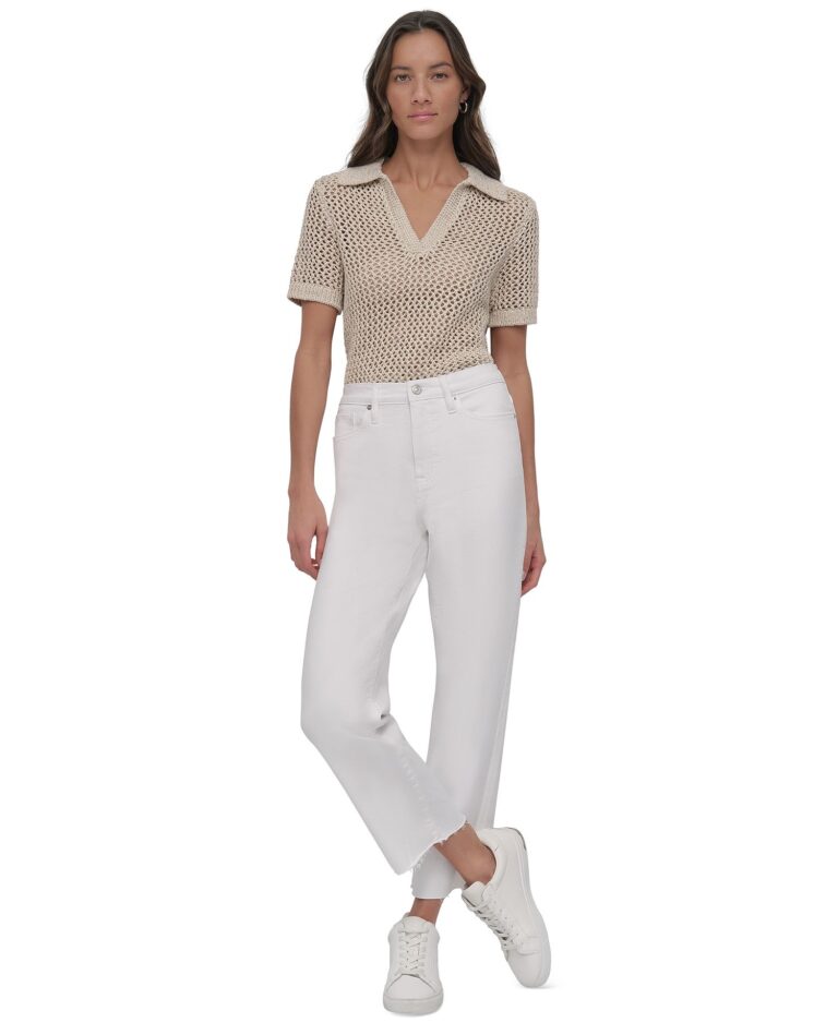 Women's High-Rise Classic Straight-Leg Raw-Hem Jeans