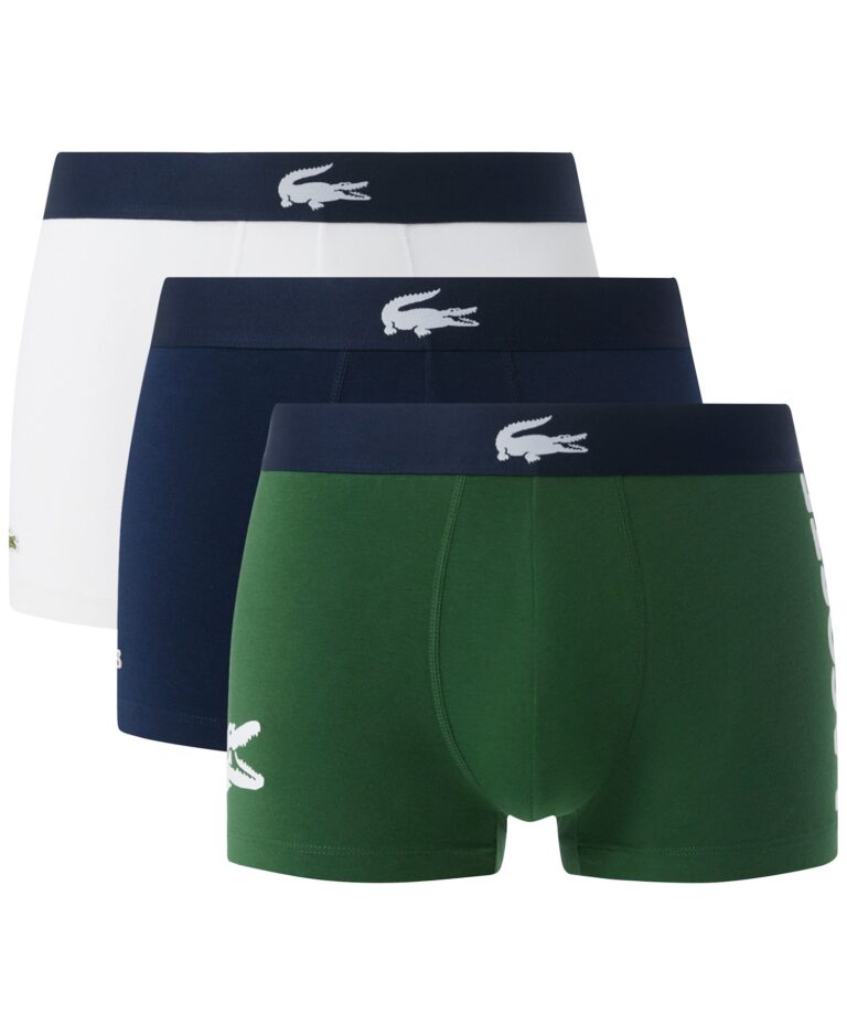 Men's Cotton Stretch Large-Crocodile Logo Trunks, 3-Pack