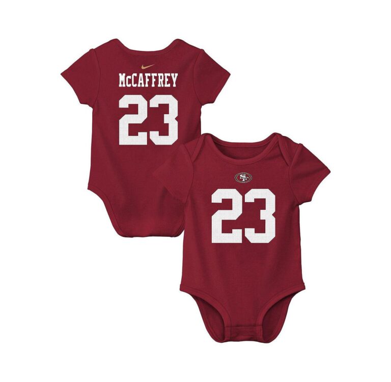 Baby Boys and Girls Christian McCaffrey Scarlet San Francisco 49ers Player Name Number Bodysuit