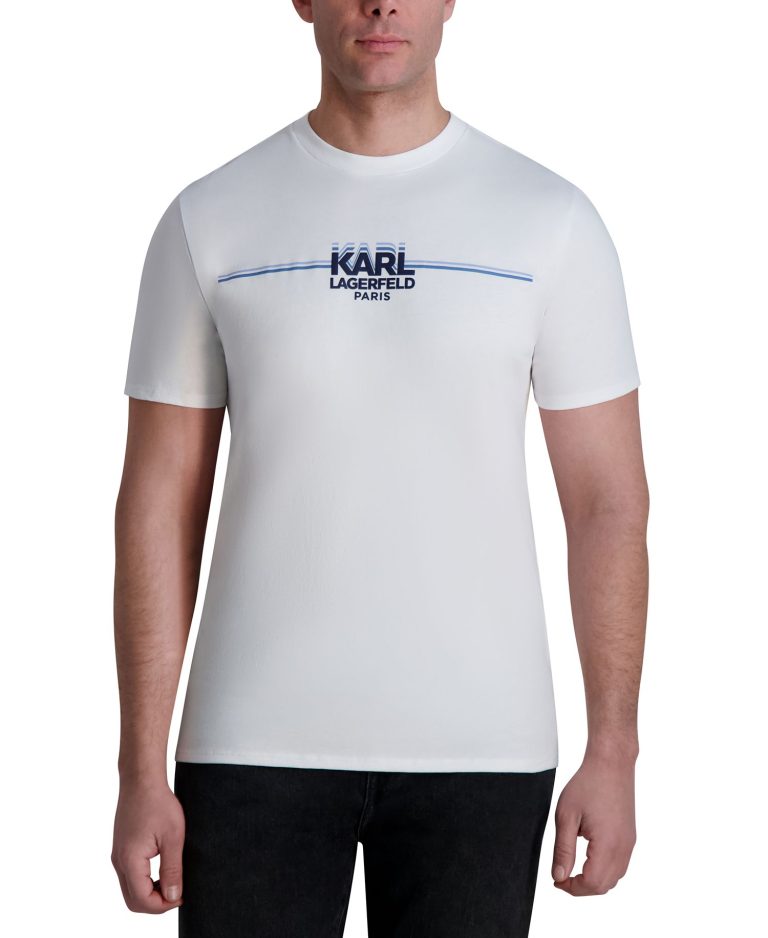 Men's Short Sleeve Crewneck Racing Stripe Logo T-Shirt