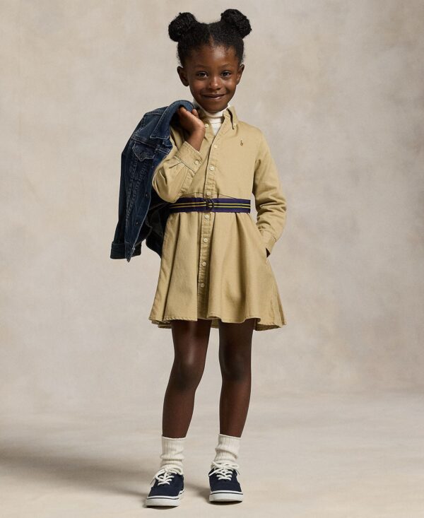 Toddler and Little Girls Belted Chino Cotton Shirtdress