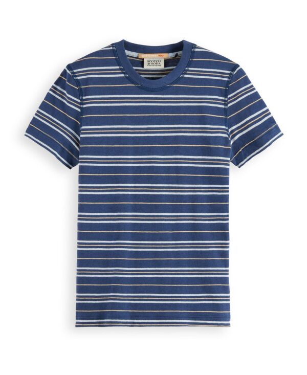 Little and Big Boys Yarn Dyed Linen Blend Striped T-Shirt