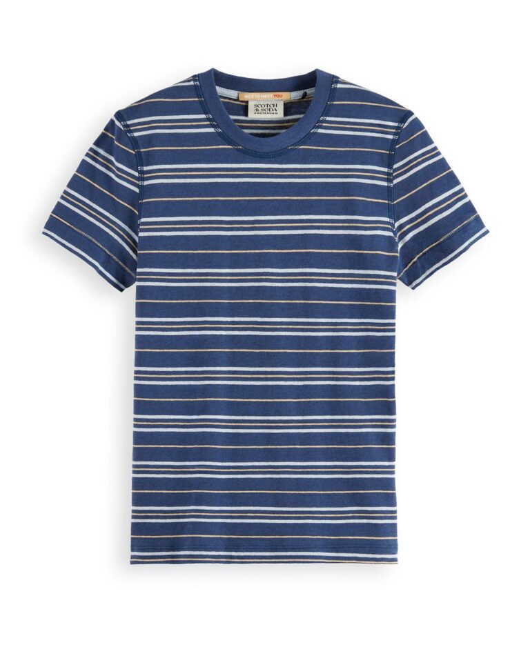 Little and Big Boys Yarn Dyed Linen Blend Striped T-Shirt