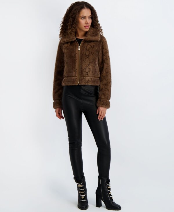Women's Printed Faux-Fur Bomber Jacket