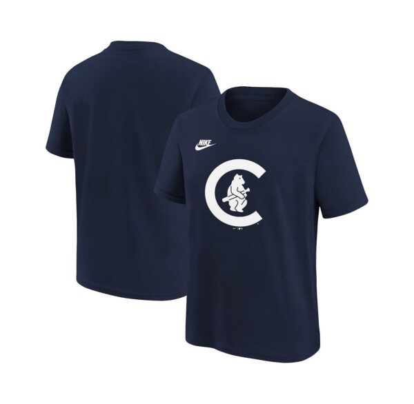 Big Boys and Girls Navy Chicago Cubs Cooperstown Collection Team Logo T-Shirt