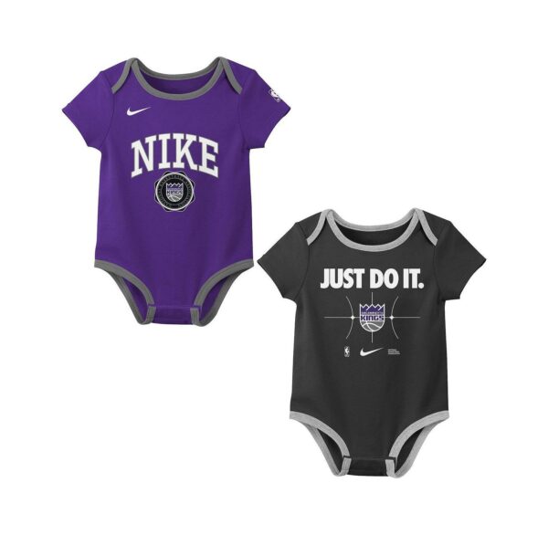Baby Boys and Girls 2-Pack Purple/Black Sacramento Kings Just Do It Bodysuit Set