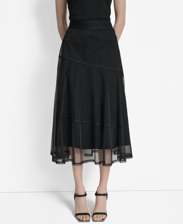 Women's Layered Mesh Logo-Tape Midi Skirt