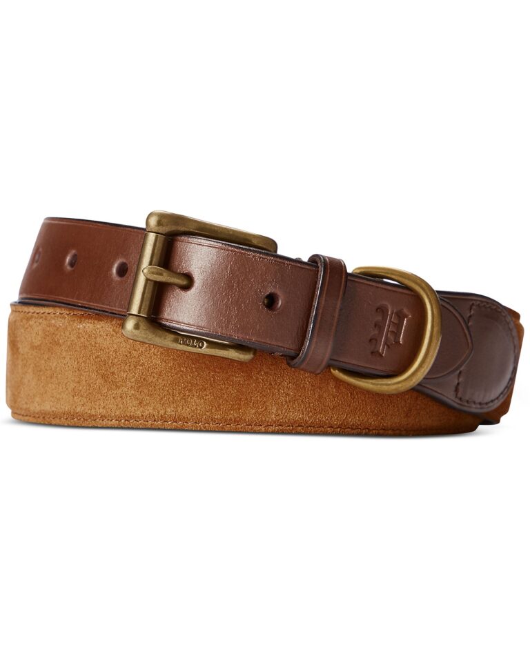Men's Leather-Trim Suede Belt