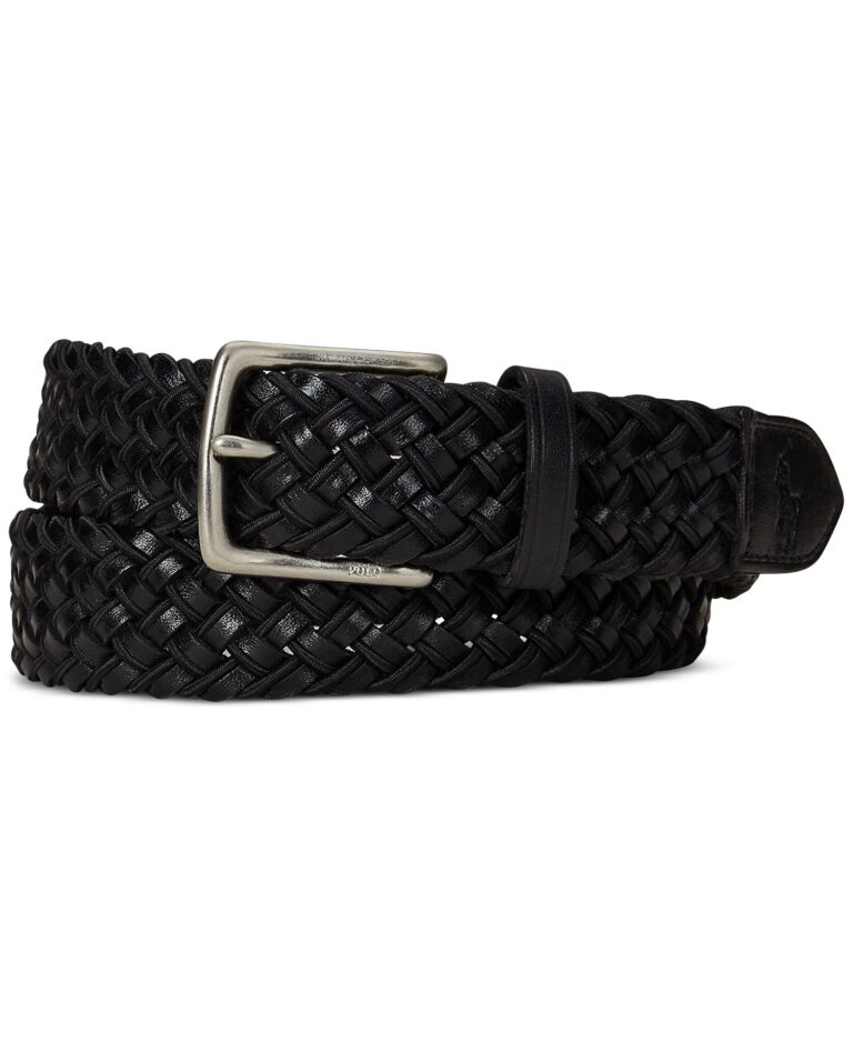 Men's Leather & Braided Cord Woven Belt