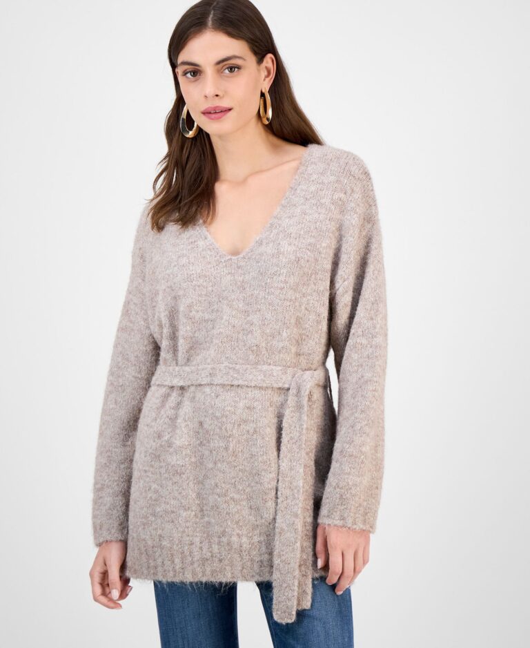 Women's Kiyoka V-Neck Tie-Waist Long-Sleeve Sweater