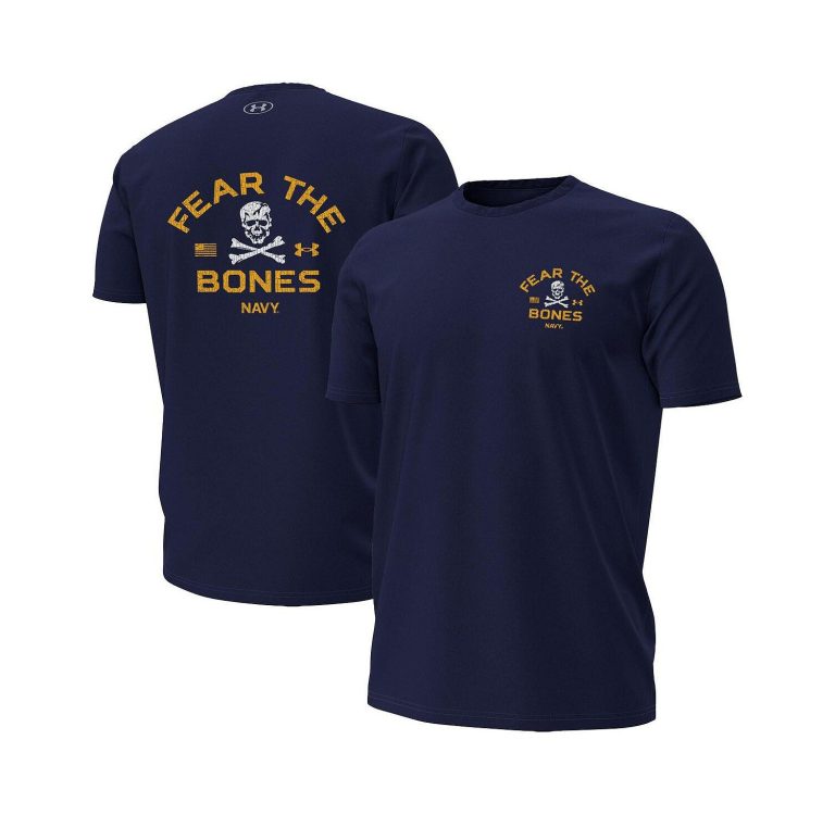 Men's Navy Navy Midshipmen Distressed Jolly Rogers T-Shirt