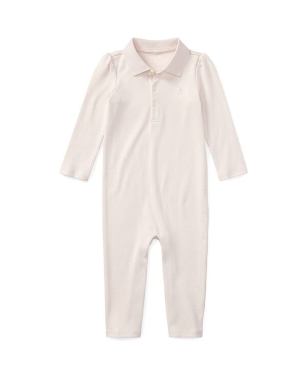 Baby Girls Ribbed Polo Collar Coverall