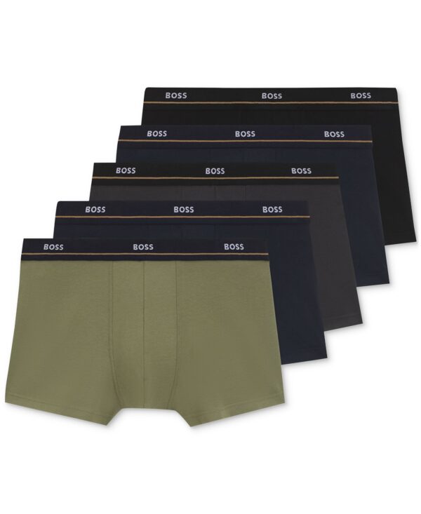 BOSS by Men's Essential 5-Pk. Logo Waistband Trunks