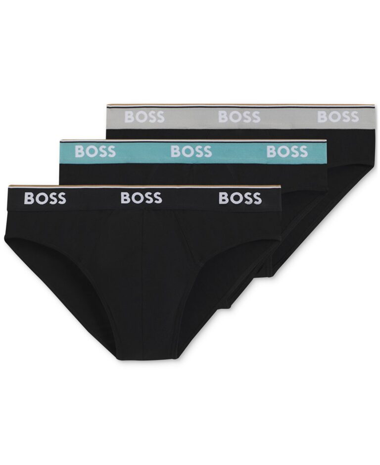 BOSS by Men's Power 3-Pk. Tipped Logo Waistband Briefs