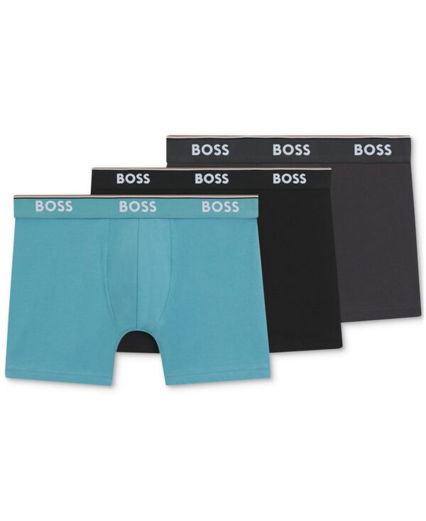 BOSS by Men's Power 3-Pk. Tipped Logo Waistband Boxer Briefs