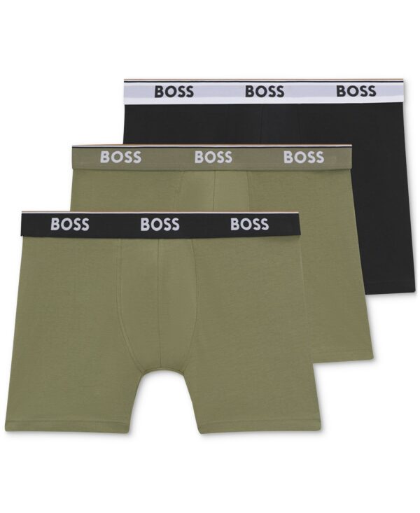 BOSS by Men's Power 3-Pk. Tipped Logo Waistband Boxer Briefs