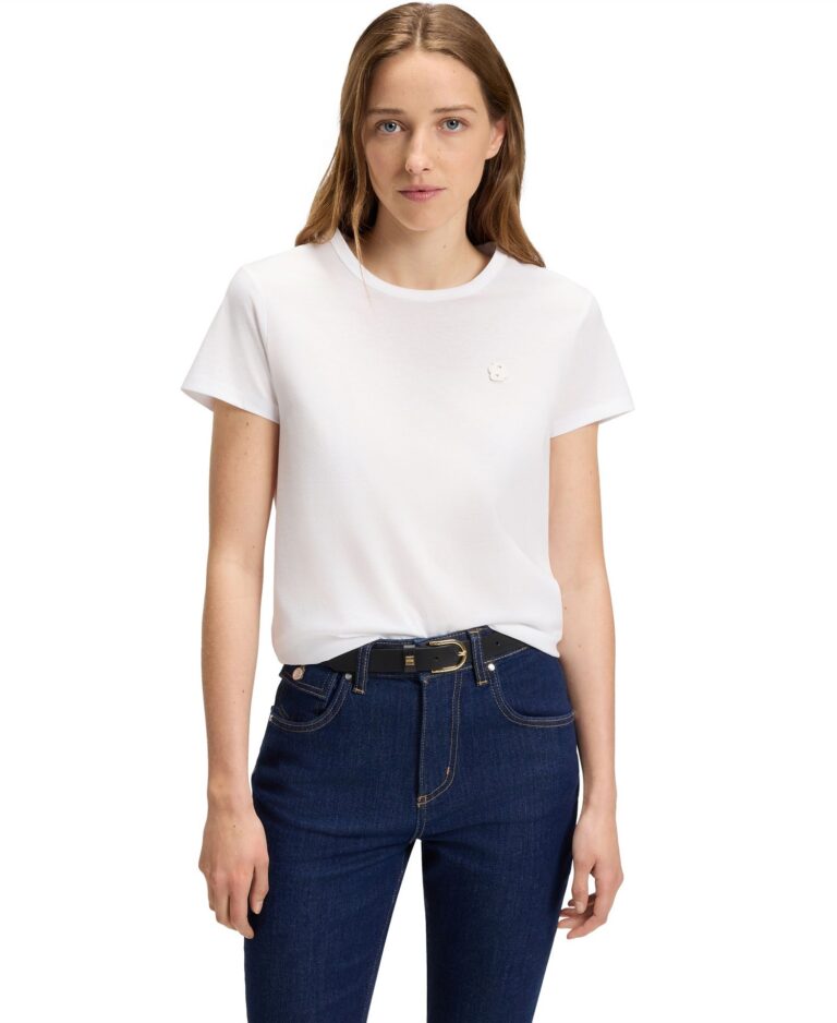 BOSS by Women's Slim-Fit Mercerized-Cotton Monogram T-Shirt