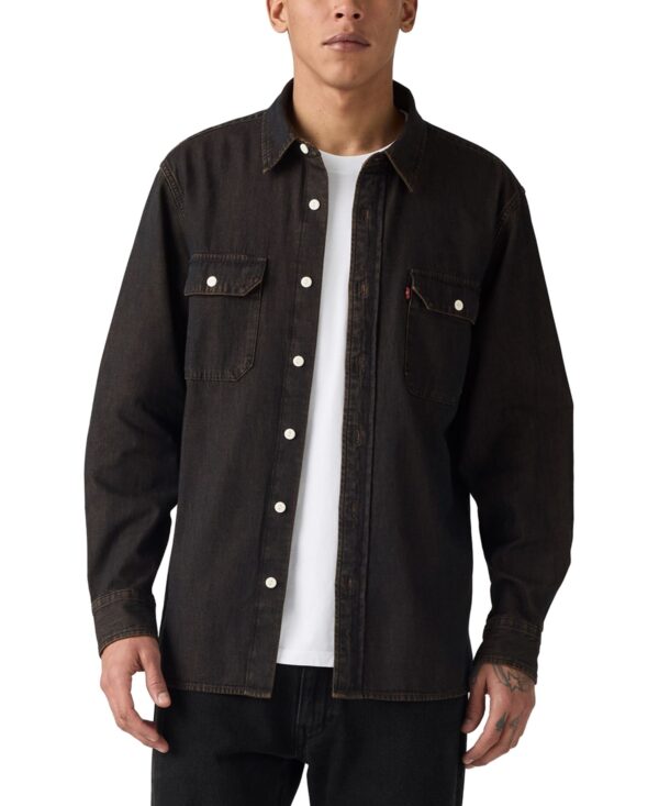 Men's Relaxed-Fit Long-Sleeve Button-Front Worker Shirt