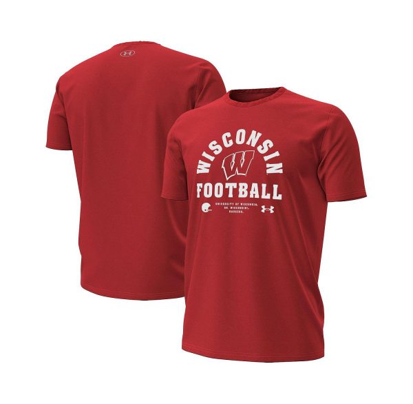 Men's Red Wisconsin Badgers 2025 Sideline Football Performance T-Shirt