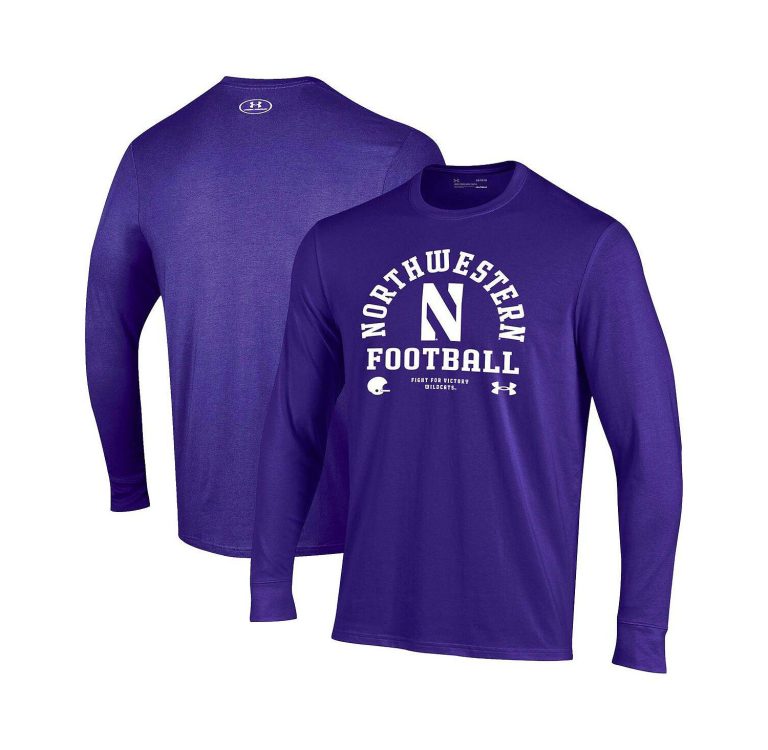 Men's Purple Northwestern Wildcats 2025 Sideline Football Performance Cotton Long Sleeve T-Shirt