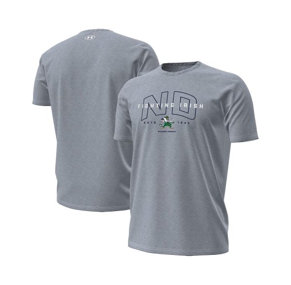 Men's Heather Gray Notre Dame Fighting Irish Overlay Performance T-Shirt