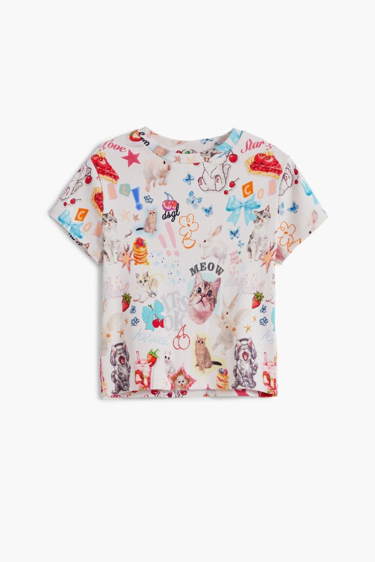 Girls's Short-sleeve cat T-shirt