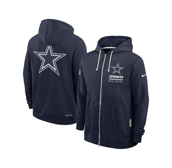 Men's Navy Dallas Cowboys Sideline Utility Player Performance Full-Zip Hoodie