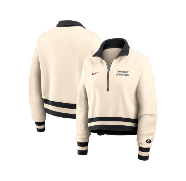 Women's Cream/Black Georgia Bulldogs Legacy Half-Zip Sweatshirt