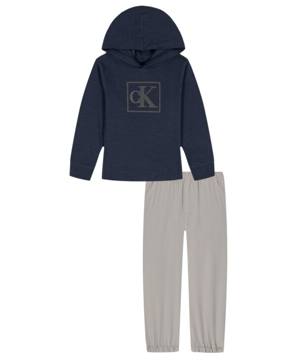 Boys' 2T-7 Slub Pique Hoodie and Tech Twill Pants, 2-Piece Set